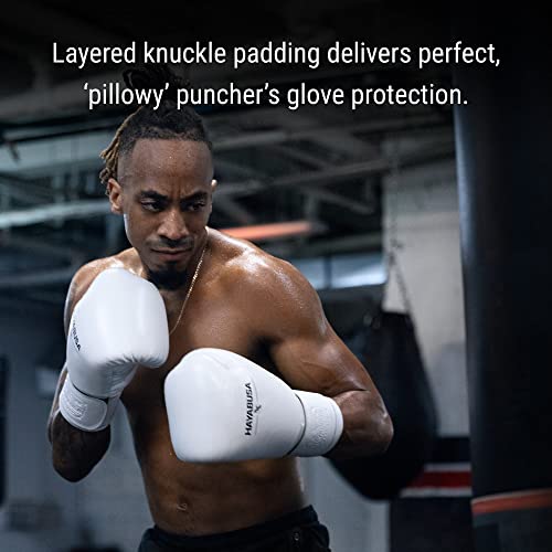 Hayabusa Pro Leather Hook and Loop Boxing Gloves for Men and Women - color: White, size: 16oz
