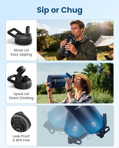 1 Gallon Water Bottle Insulated(Cold for 48Hrs), Indigo Black - color: Indigo Black, size: 128 Ounces