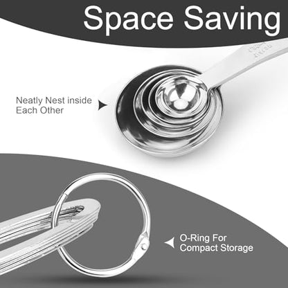 5pcs Measuring Spoon Set, Heavy Duty Stainless Steel Measuring Spoons for Cooking Baking, Tablespoon Teaspoon for Dry or Liquid Ingredients, Fits in Spice Jar, 1/4 1/2 1 tsp, 1/2 1 tbsp - size: 5 pieces