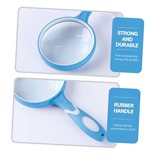 COLLBATH Boys and Girls' Reading Magnifier Handheld Magnifier Handle Design Durable 2X Magnification for Exploration - color: Blue