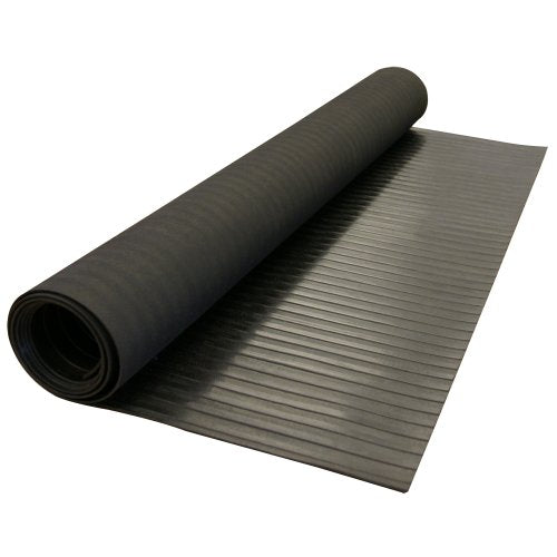 Rubber-Cal Wide-Rib Corrugated Rubber Floor Mat - 1/8 in. Thick x 3ft x 2.5ft Roll
