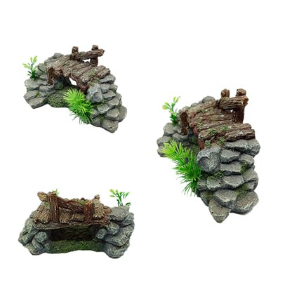 Resin Fish Tanks Simulation Bridge Landscape Tools Fashion Rock Bridge Aquariums Ornament/Turtle Basking Platform Fish Tanks Landscaping Decoration