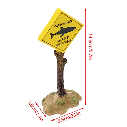 GLOGLOW Aquarium Decor Warning Sign, Resin Shark Warning Sign Ornaments for Fish Aquatic Plants Accessories Theme Decorations 5.7x2.2x1.4in