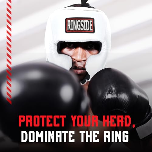 Ringside Competition Boxing Muay Thai MMA Sparring Head Protection Headgear with Cheeks - color: White, size: X-Large