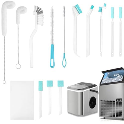 Ice Machine Cleaner Brush Sets, 14pcs Countertop Ice Maker Cleaner Tools, Gap Crevice Cleaning Brushes Tools Small Spaces, Scrub Sponge, Thin Brush for Cleaning Window Track, Straw, Bottle