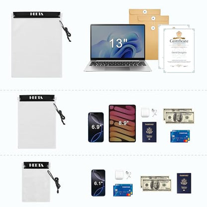 HEETA 5-Pack Clear Waterproof Dry Bag Pouch, Water Tight Cases Dry Bags Document Holder for Camera Mobile Phone Maps, Kayaking Boating