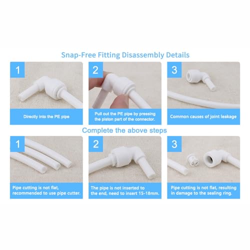 Elbow Water 1/4-Inch Tube Quick Connect Fitting +5 Lock Clips for Reverse Osmosis Filter Pack of 5