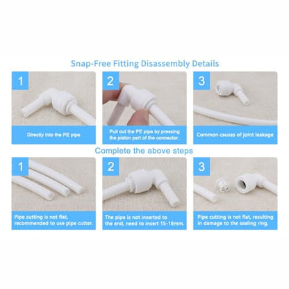 Elbow Water 1/4-Inch Tube Quick Connect Fitting +5 Lock Clips for Reverse Osmosis Filter Pack of 5