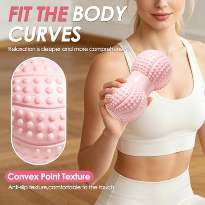 Large Peanut Massage Ball 4.3" Double Lacrosse Ball for Myofascial Release - color: Pink-large Peanut Ball