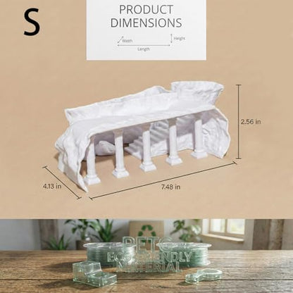 Roman Column Aquarium Cave, 3D Print Fish Hideout for Aquarium Fish Tank Decor, for Viewing Shrimp, Betta Fish, Corydora, Catfish, Pleco (White, M)