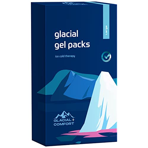 Glacial Comfort Large Gel Ice Pack for Injuries Reusable - (15" x 11") Cold Pads for Back Pain, Hip, Knee, Shoulder, Muscle Strains, Migraine & Postpartum Recovery, Flex Technology - Compression Pad. - size: Large (15" x 11")