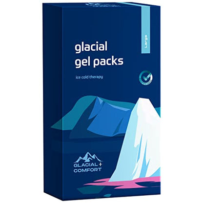 Glacial Comfort Large Gel Ice Pack for Injuries Reusable - (15" x 11") Cold Pads for Back Pain, Hip, Knee, Shoulder, Muscle Strains, Migraine & Postpartum Recovery, Flex Technology - Compression Pad. - size: Large (15" x 11")