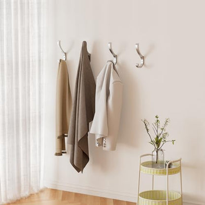 Large Coat Hooks Wall Mount,Heavy Duty Wall Hooks for Hanging,Silver 4 Pack - color: Silver, size: 4 Pack