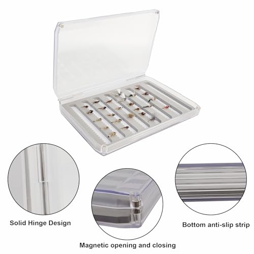 Aventik Large Clear Fly Fishing Box Deep Capacity for Streamers &Saltwater Bass Flies Lightweiht Tackle Storage with Magnetic Closure Easy-Access Fly Organizer (H055MA+Foam A) - style: H055MA