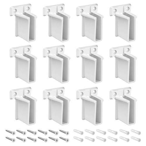Dreyoo 12 Pack Wire Shelf End Bracket, White Plastic Closet Shelves Brackets, Wall Mount Brackets for Shelves Closet, Screws Included
