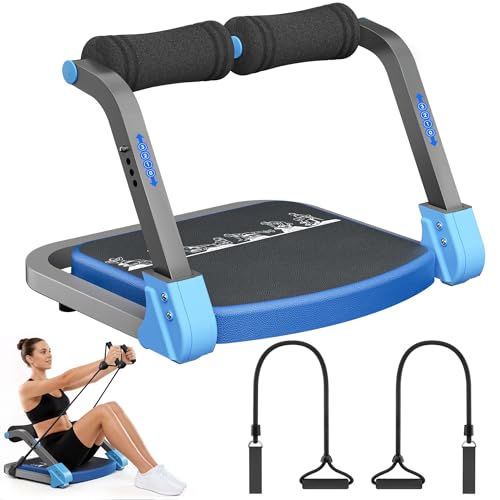 Abdominal Trainers - Adjustable Ab Trainer Machine, Foldable Abdominal Workout Equipment with Knee Protection - Home Gym Core Strength Trainer for Men & Women - color: Black&Blue