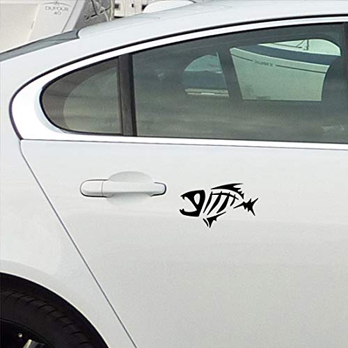 Fish Skeleton (Black) (Set Of 2) Premium Waterproof Vinyl Decal Stickers For Laptop Phone Accessory Helmet Car Window Bumper Mug Tuber Cup Door Wall Decoration