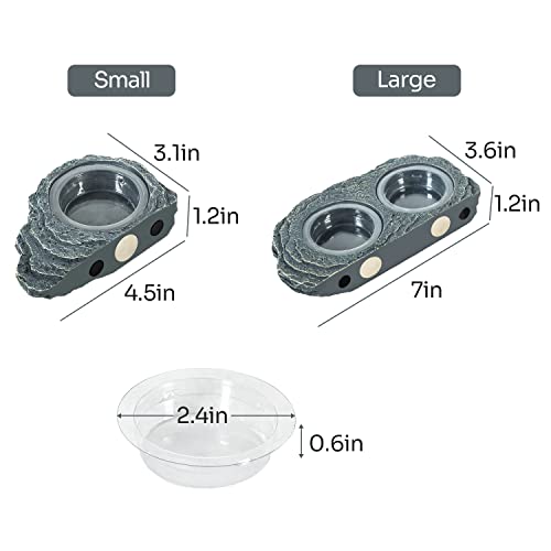 REPTIZOO Reptile Magnetic Feeder Ledge, Single Bowl Reptile Food Dish with 3PCS Feeding Cups Food Water Feeder for Crested Gecko Lizard Chameleon Pets