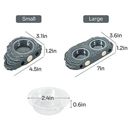 REPTIZOO Reptile Magnetic Feeder Ledge, Single Bowl Reptile Food Dish with 3PCS Feeding Cups Food Water Feeder for Crested Gecko Lizard Chameleon Pets