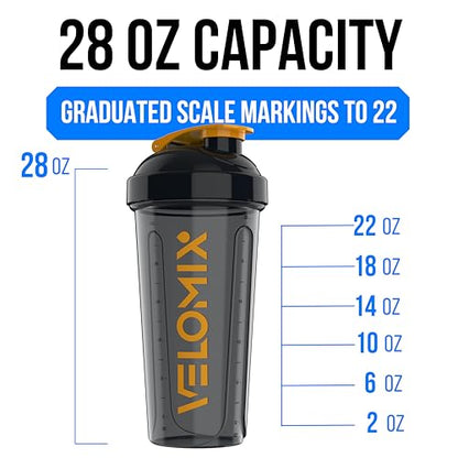 VELOMIX 2 Pack 28oz Protein Shaker Bottle for Protein Mixes, Golden Stone - color: B1) Yellow and Black