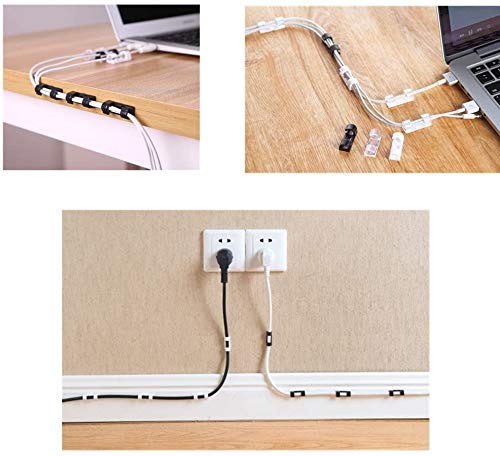 ZALUJMUS Cable Clips with Strong Self-Adhesive Pads, No Tools Required, Organize Cords and Wires, Set of 20 (Transparent, Middle)