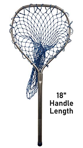 Heavy Duty Aluminum Landing Net - 18" Handle, 14"x16" Hoop - Professional Fishing Net for Bass Trout Saltwater Freshwater