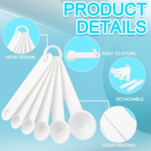 Frienda 20 Pieces White Plastic Measuring Cup Spoons for Kitchen Cooking Baking Dry and Liquid Ingredients