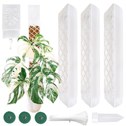 MIIIM 3 Pcs Self-Watering Moss Poles, D Shape Moss Pole Kit for Climbing Plants Indoor, Semi Transparent Monstera Plant Support, 39 Inches in Total Length - color: 3 pcs semi-transparent