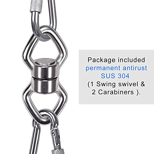 BeneLabel Swing Swivel with 2 Carabiners, 770LB Capacity, Safest Rotational Device Hanging Accessory with 2 Bearing for Aerial Silks Dance, Web Tree Swing, Children's Swing, Yoga Swing Sets - color: Closed(1 Pack)
