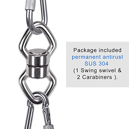 BeneLabel Swing Swivel with 2 Carabiners, 770LB Capacity, Safest Rotational Device Hanging Accessory with 2 Bearing for Aerial Silks Dance, Web Tree Swing, Children's Swing, Yoga Swing Sets - color: Closed(1 Pack)