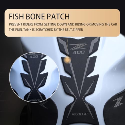NIGHT CAT Fuel tank protection sticker,compatible with Z400,motorcycle fuel tank protection pad,both sides of the non-slip fuel tank side sticker(Z400 Black) - color: Black