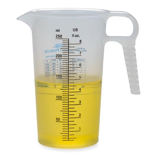 8oz 1 Cup Measure Pitcher with Convenient Conversion Chart– Food Grade - Great for Cooking, Home Hobbies, Aquariums, Pet Additives, Medical and Lab Chemicals with High Chemical Resistance by Turnah