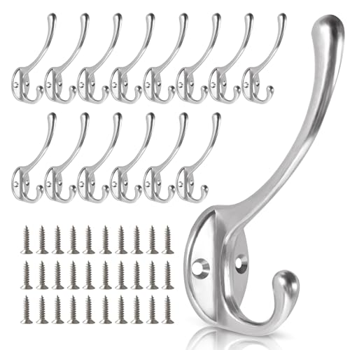 Wall Hooks for Hanging, 15-Pack Heavy Duty Metal Coat Hooks, for Living Room, Bathroom, Kitchen, Bedroom for Towel, Hat, Key, Closet, Bag (Silver) - color: 15pack-Silver