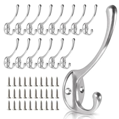 Wall Hooks for Hanging, 15-Pack Heavy Duty Metal Coat Hooks, for Living Room, Bathroom, Kitchen, Bedroom for Towel, Hat, Key, Closet, Bag (Silver) - color: 15pack-Silver