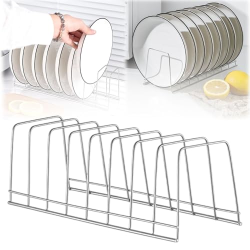 Pot Lid Organizer, 8-Tier Rack Holder, Stainless Steel with Nickel Finish, for Bakeware Dish Plate, Cutting Boards, Pots & Pans, Serving Trays, Reusable Containers in Cabinet Pantry (Long style) - color: Long style