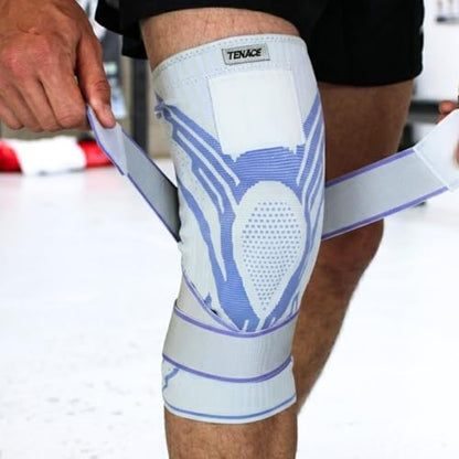 Tenace BJJ Knee Brace – Compression Knee Pad with Side Stabilizers & Gel Pad for Grappling, Jiu Jitsu, MMA, Wrestling, Judo & Muay Thai (1, Blue, Large) - color: Blue, size: Large