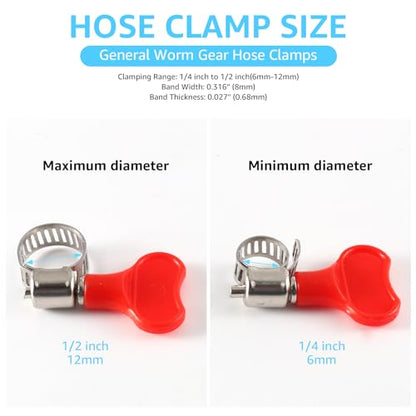 Worm Gear Hose Clamps, 12 Pack Upgraded Adjustable Tube Clamps Stainless Steel Hose Clamps for Home Brewing Beer Line Hose Clamps Gas Tube Clamps 8-12mm (5/16-1/2 inch, 3/8 inch)