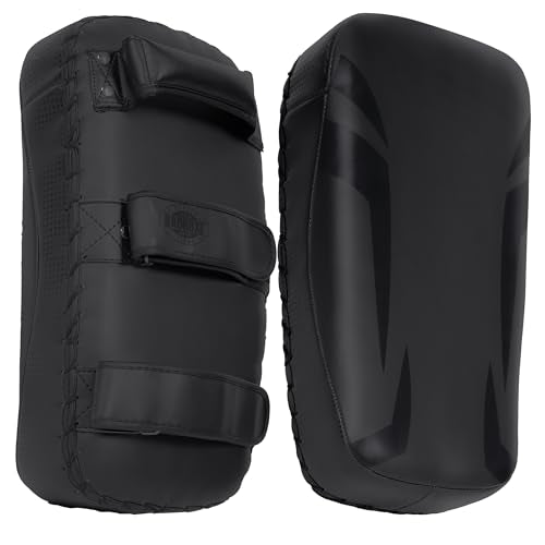 TWISTER FIGHT WEAR Lightweight Boxing Arm Pad Kick Shield | Genuine Leather Thai Pads | MMA Muay Thai Curved Pads | Martial Art Training Pads Boxing Striking Pads (Single) - color: Black/Grey