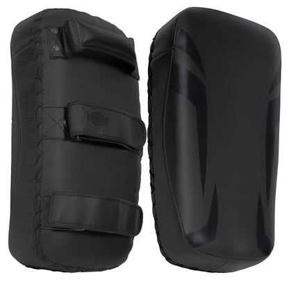 TWISTER FIGHT WEAR Lightweight Boxing Arm Pad Kick Shield | Genuine Leather Thai Pads | MMA Muay Thai Curved Pads | Martial Art Training Pads Boxing Striking Pads (Single) - color: Black/Grey