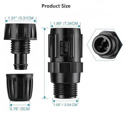 1 Pcs 25 PSI Pressure Regulator 3/4" FHT × 3/4" MHT Pressure Reducer Low Flow Valve,1 Pcs 3/4" to 1/2" Drip Irrigation Faucet Hose Adapter for Drip Irrigation System - size: 3/4" Pressure Regulator