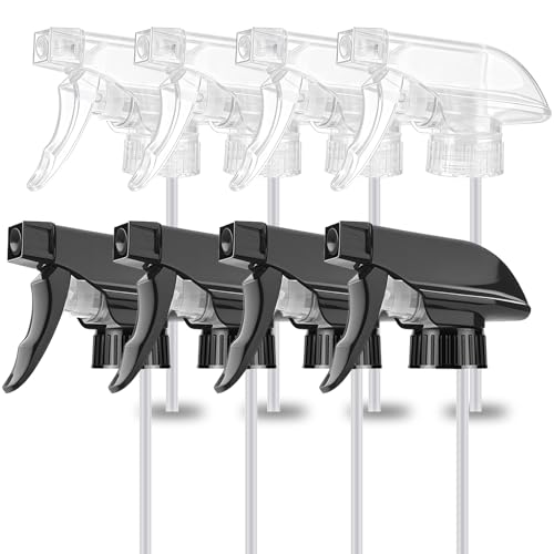 8 Pcs Spray Nozzle for Bottles - Black & Clear Spray Bottle Tops Replacement Trigger Sprayer, Durable Plastic, Adjustable Length, 2 Spray Modes, Fits 8 Oz and 16 Oz Bottles for Home and Garden Use - color: Black & Clear, size: 8 Packs