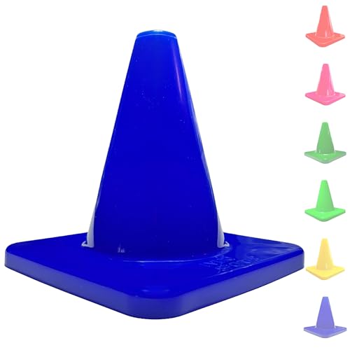 LVL10 Pro Training Cones - 6" Soccer Training Cones for Sports - for Basketball, Football, Basketball and Agility Drills - Soccer Field Markers that Won't Crack, Slide or Fly - color: Blue, style: 12 Pack
