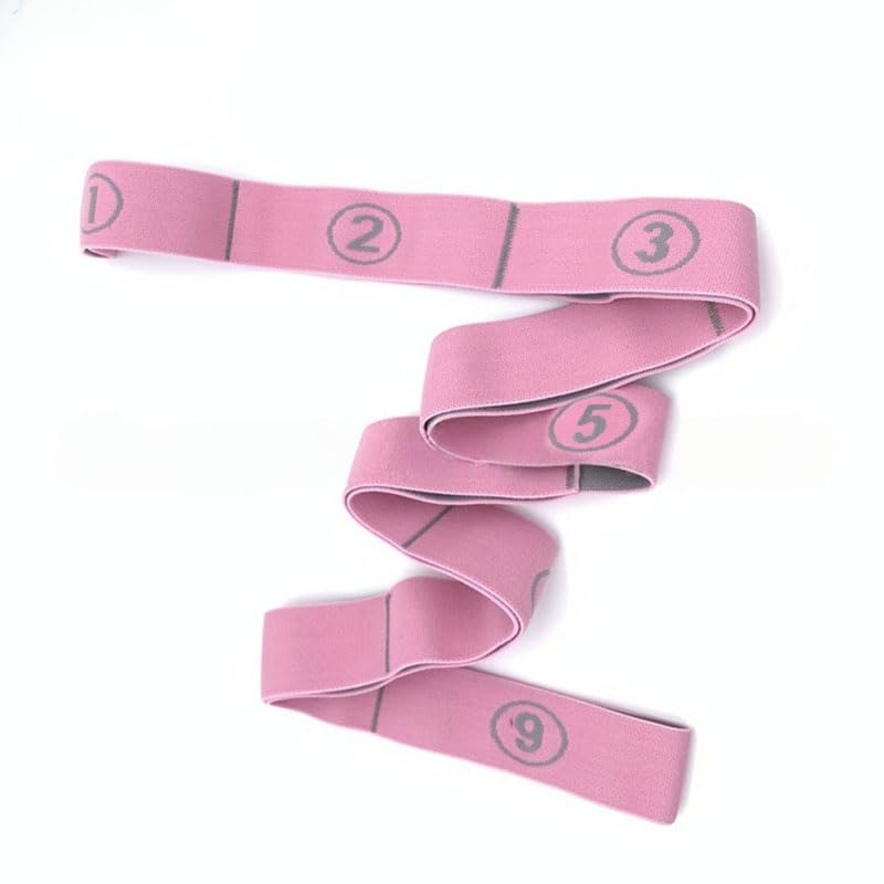 Stretching Strap(1.5" W x 35" L), Portable Stretch Yoga Strap with 8 Loops, Adjustable Elastic Exercise Bands for Yoga Pilates Dance Gymnastics, Dance Flexibility Equipment, Pink