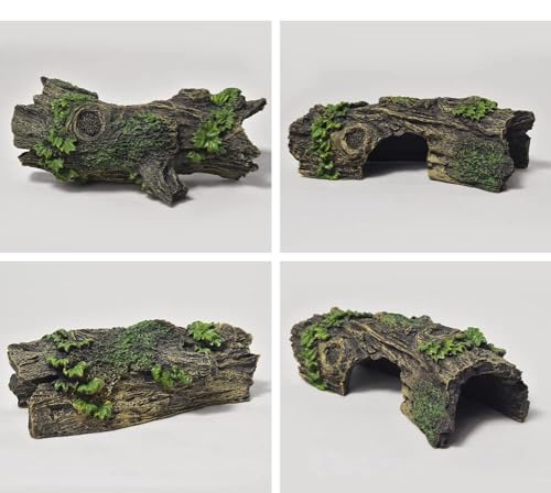 Resin Aquarium Wood Small Reptile Hide Aquarium cave Betta Log Aquarium Ornament pleco cave Snake Hideout (Tree bark)