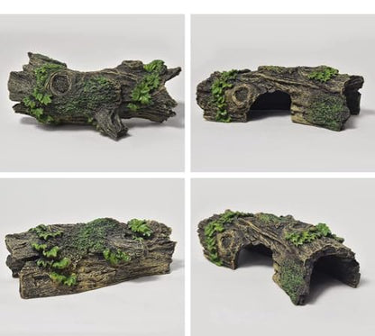 Resin Aquarium Wood Small Reptile Hide Aquarium cave Betta Log Aquarium Ornament pleco cave Snake Hideout (Tree bark)