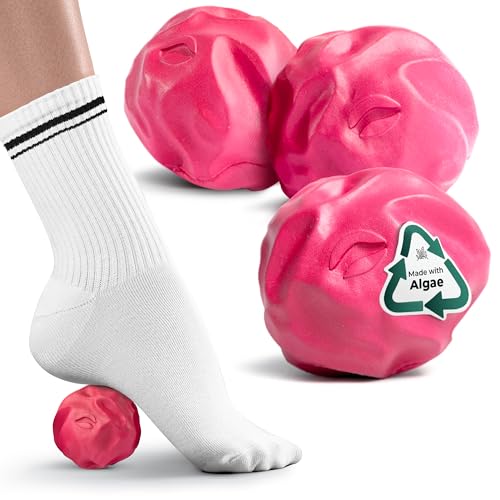 Oceanfoam Wave Massage Ball Roller – Textured Lacrosse Ball for Plantar Fasciitis Relief, Muscle Knot Therapy, Myofascial Release – Travel Size Tool for Feet, Neck, Back Pain (Hot Pink) Pack of 3 - color: Pack of 3 (Hot Pink)