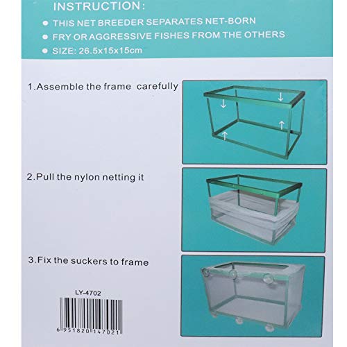 Xiaoyztan Breeder Box for Fish Tank,Aquarium Breeder Box Plastic Frame Baby Fish Tank Separation Breeding Aquarium Spawn Hatchery Isolation with Suction Cups,Pack of 1 - size: 10.4"L x 6"W x 6.1"H