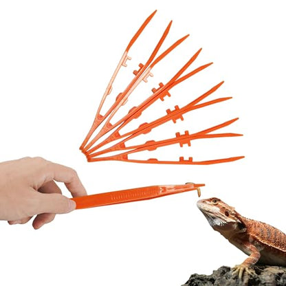 5-Pack Reptile Feeding Tongs Set - Hygienic Anti-Slip Orange Tweezers for Bearded Dragons, Lizards, Snakes, Aquariums & Small Animals(Five Colors to Choose from)