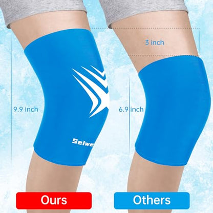 Extended Leg Knee Ice Pack Wrap Ice Sleeve for Knees Injuries Reusable Soft - color: Blue-1 Pack