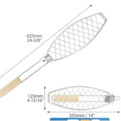 Fish Grill Baskets for Outdoor Grill Fish Grilling rack for Grill, BBQ Grilling Basket, Stainless Steel BBQ Grill Basket